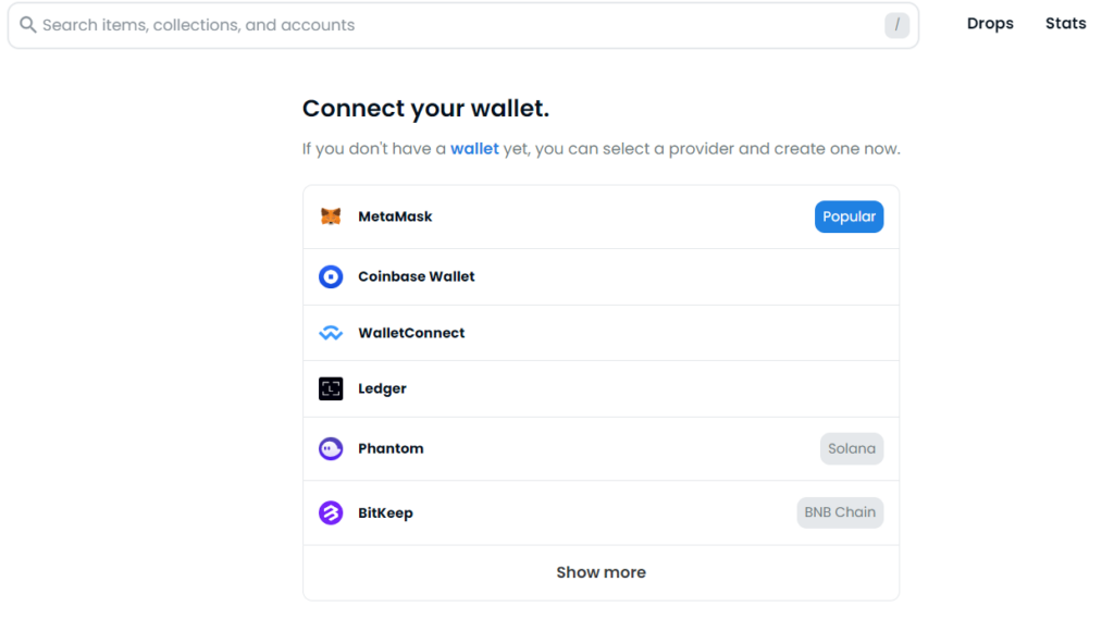 opensea connection wallet